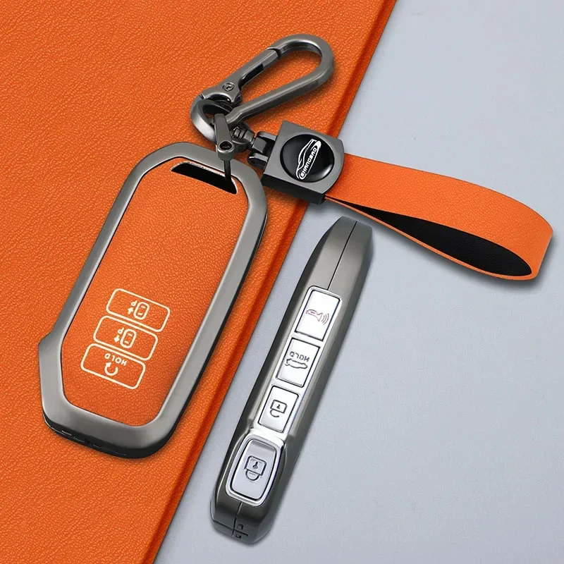 

Alloy Leather Key Shell Holder For Kia Sorento MQ4 2020 2021 2022 EV6 K8 V6 7button Car Remote Control Key Case Protective Cover