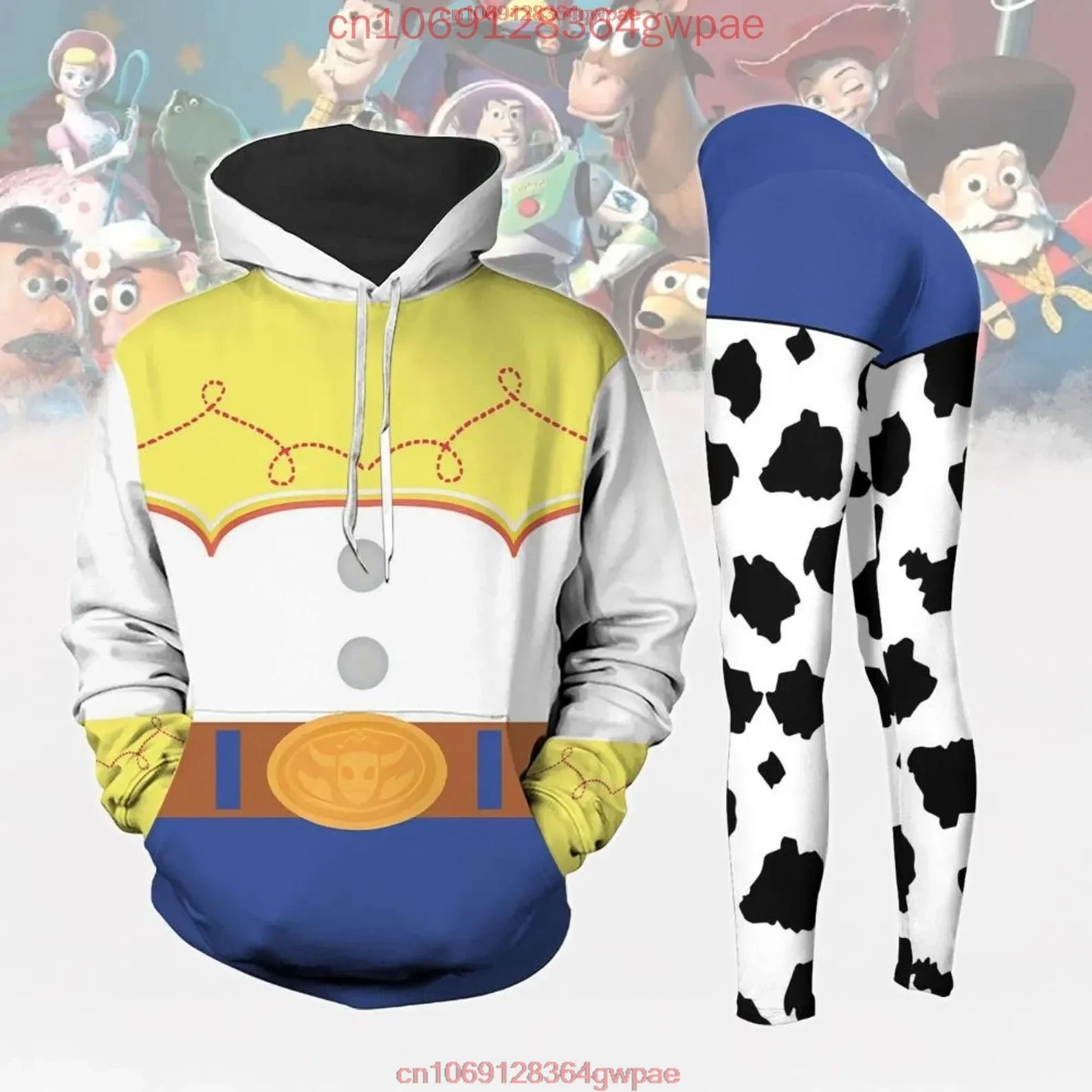 Toy Story Woody Buzz Lightyear And Jessie Hoodie and Leggings Women's Set Disney Hoodie Yoga Pants Set Fashion Tracksuit Set