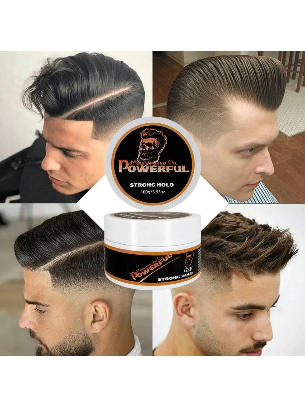GZE Hair Styling Oil Pomade - Powerful Strong Hold & Moisturized Hair Styling Gel for Men - Control Frizz, Adds Shine