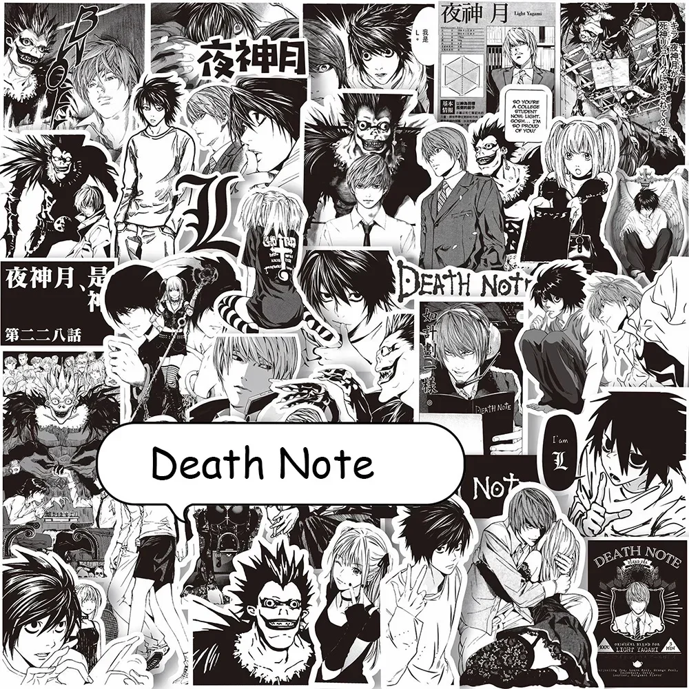 

65PCS Anime Death Note Stickers Black White Decals Decoration DIY Scrapbook Luggage Laptop Bike Suitcase Car Graffiti Toys Gifts