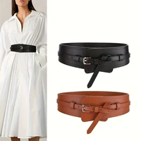 Cinturón de cuero genuino para mujer, cinturilla elástica ancha para gabardina, vestido, faja, accesorios