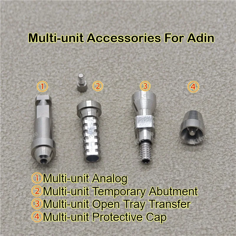10Pcs Adin Multi‑unit Analog Temporary Abutment Open‑tray Transfer Post Protective Cap Grade 5 Titanium Dental Implant Parts