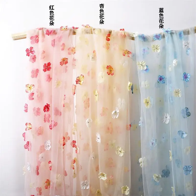 

Flower Embroidery Mesh Fabric for DIY Sewing Handmade Wedding Dress Skirt Clothing Fashion Designer Fabrics Material Cloth