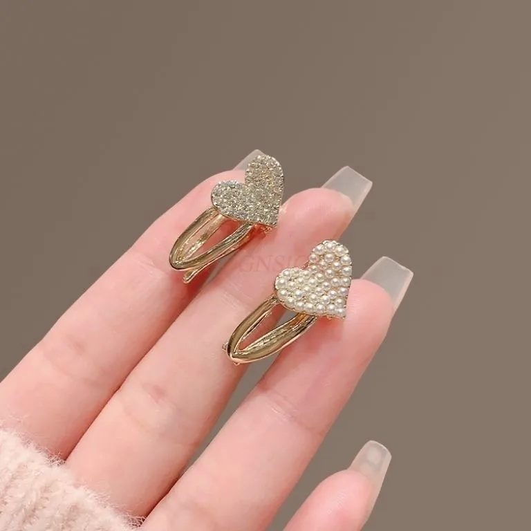 New Water Diamond Love Mini Exquisite Small Hairpin Cute Versatile Duckbill Clip