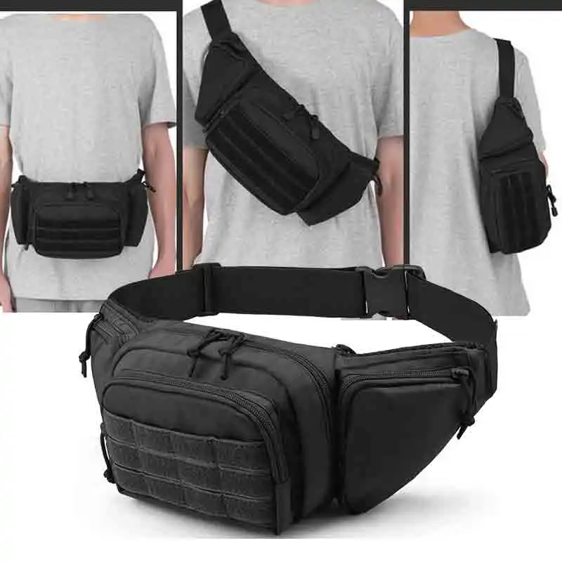 Waist Bag Gun Holster Fanny Pack Sling Shoulder Bag Outdoor Chest Assault Pack Concealed Pistol Carry Holster Simple All-Match