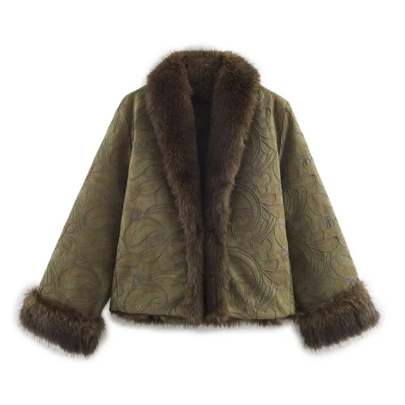 Cappotto corto reversibile ricamato da donna Giacca doppia faccia Capispalla alla moda