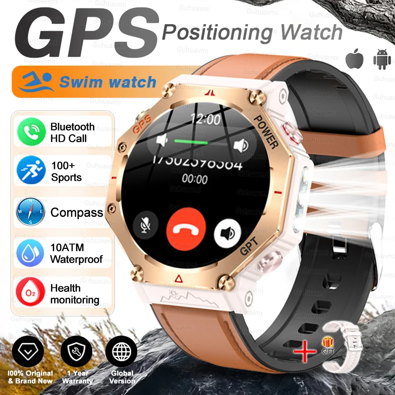 T-Rex 3 Ultra Militaire GPS Smart Watch 10 ATM Waterdicht Kompas Hoogtemeter Barometrische AMOLED Heren HD Oproep Sport Smartwatch