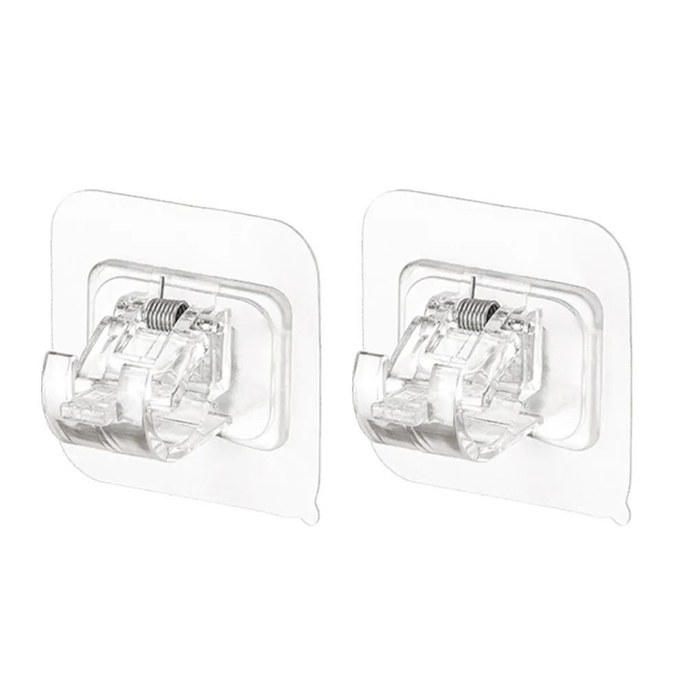 2Pcs Curtain Rod Hooks Heavy Duty Adhesive Rod Mount Retainer Smooth Surface No Tools Needed for Shower Rods Holder Drapery Hook