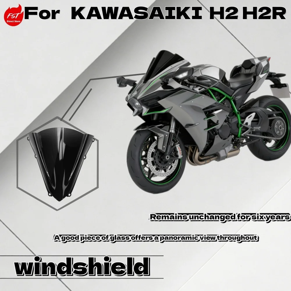 For K Awasaki H2 H2R Racing Tall Windshield High Aerodynamic Track Front Fairing Wind Deflector-image