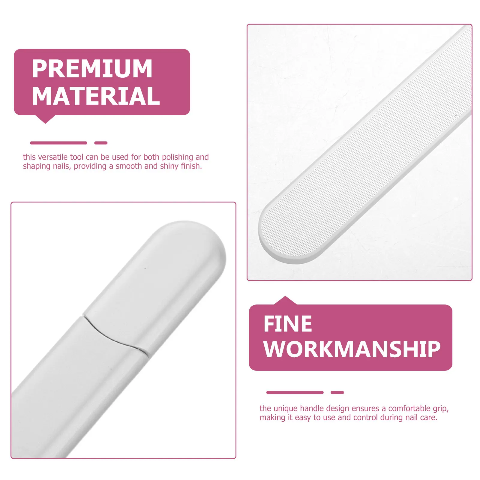 Glass Nail File Ergonomic Handle Crystal Fingernail Shaper Portable Nail Care Tool Manicure Pedicure Polishing Buffer