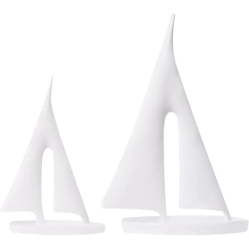 A74E-Sailboat Decor Ornament, Boat Decorations Statue Decor, Art Sculptures And Statues- Modern Sculptures Home Decor 1Set/2Pcs