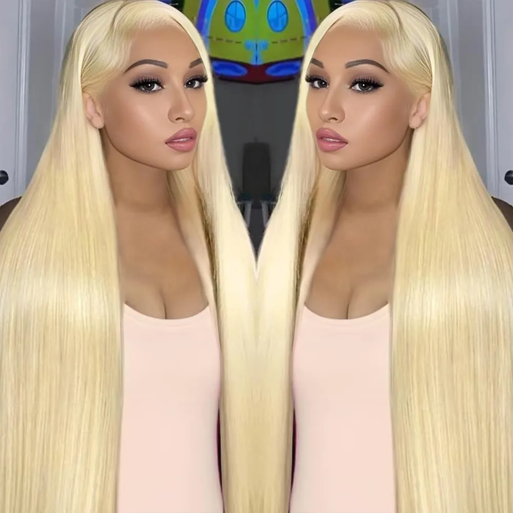

613 Blonde Straight 13x6 HD Lace Frontal Human Hair Wig Preplucked Honey Colored 13x4 Transparen Lace Front Wigs for Wome 36 in