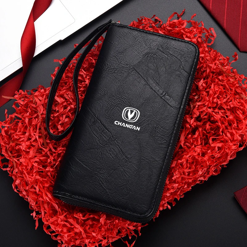 Car Logo Men Long Wallet Large Capacity Handbag Card Bag For Changan CS75 CS35 CS55 CS15 CS85 CS95 CX70 CX20 EADO RAETON