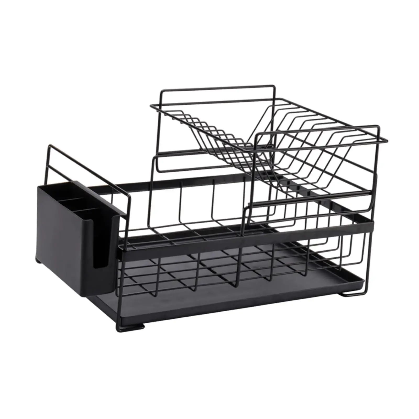 

2 Tier Dish Rack Cups Holder Practical with Drainboard for Hotel Home Buffet