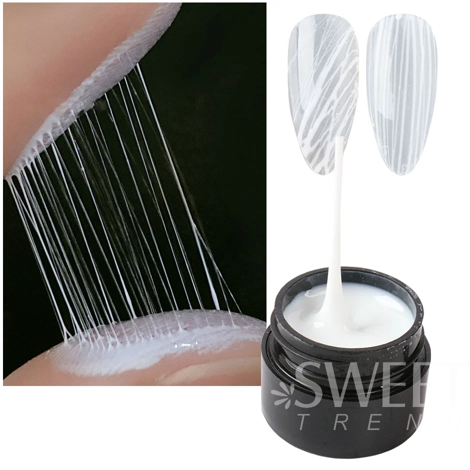 2pcs Creative Spider Nails Drawing Gel Black White Painting Wire Web Liner Semi Permanent UV Silk Varnish Manicure Polish Decor image 2