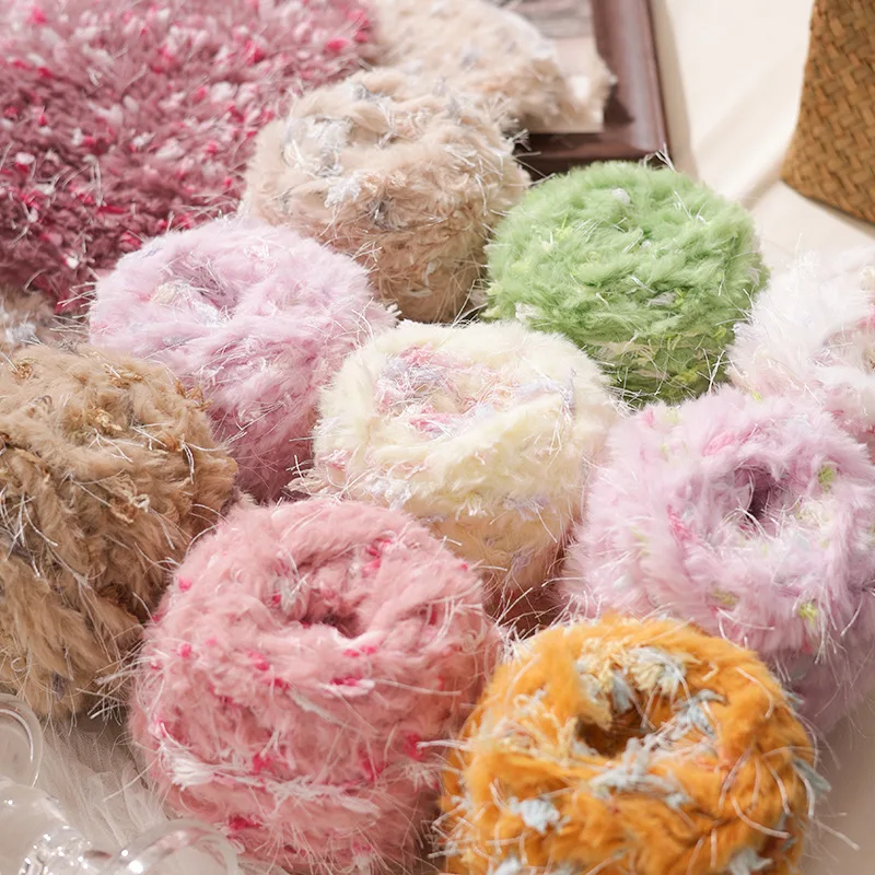 

150M/100g Mohair Hand Mixed Yarn Colorful Wiring Handmade Enthusiasts DIY Knitting Hooks Woven Bags Scarves Decorative Yarn Gift