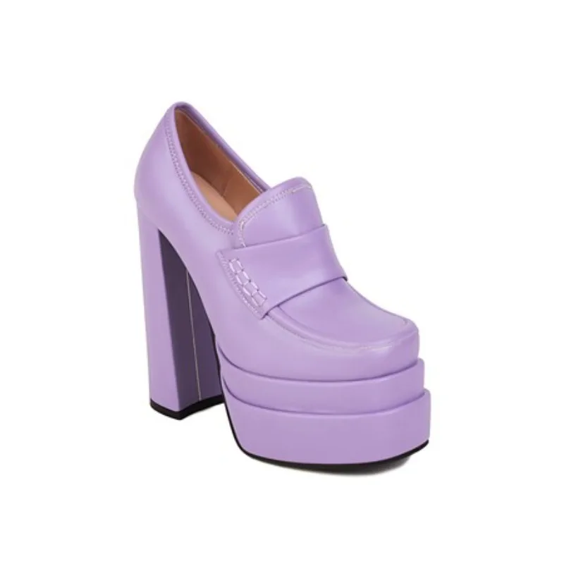 2025 منصة مزدوجة الحديثة مضخات المرأة ساحة تو صندل بكعب مكتنز الانزلاق على الأحذية الضحلة الكلاسيكية سوبر عالية الكعب المدرج مضخات