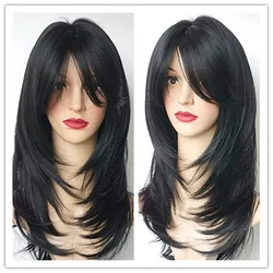 Synthetic Long Straight Lolita Wig with Bangs Wig Girl Cute Brown Black Cosplay Party Halloween Harajuku Wig