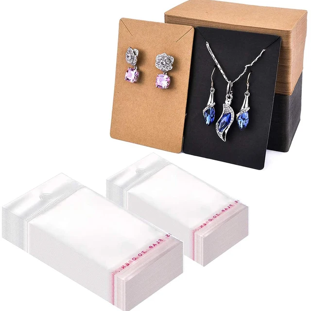 Earring Cards Necklace Display Cards with Bags 50pcs Earring Display Cards 50Pcs Self-Seal Bags Kraft Paper Tags for DIY Jewelry 4