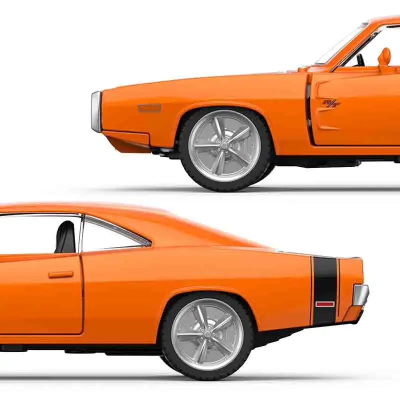 Dodge Charger R/T 1:32, modèle de voiture musculaire en alliage, son et lumière, jouet à collectionner pour enfants, cadeau d'anniversaire, 1970
