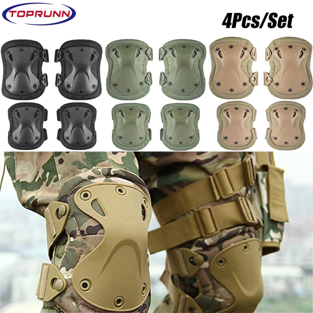 4Pcs/Set Military Tactical Knee Pads Army Airsoft Paintball Hunting Protection Elbow Pads War Game Protector Knee Pads Gear