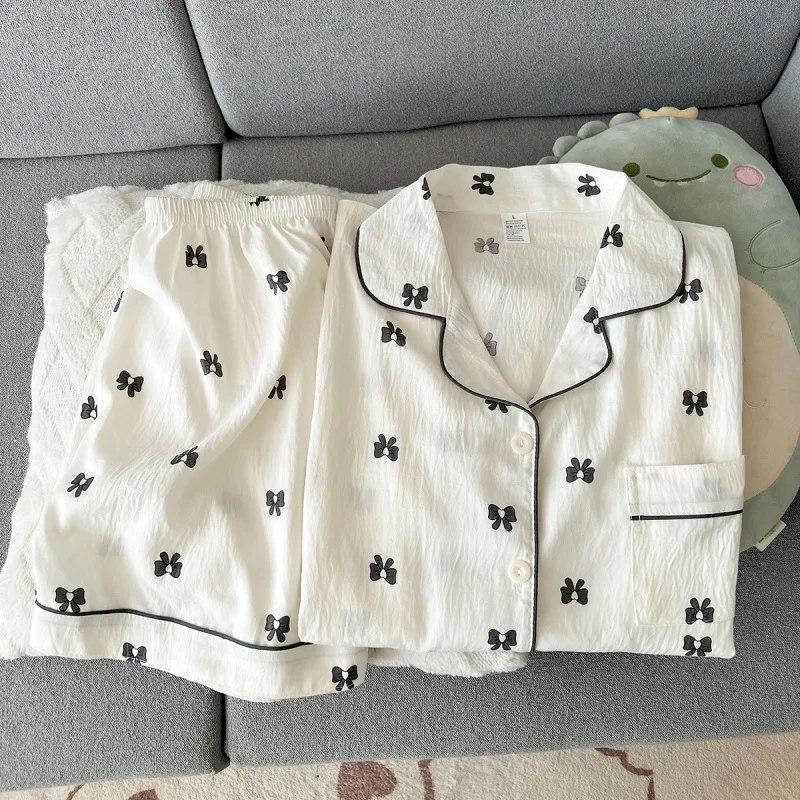

2Summer short-sleeve pajama set for women, comfortable and trendy, shorts that can be worn outside, home wear set