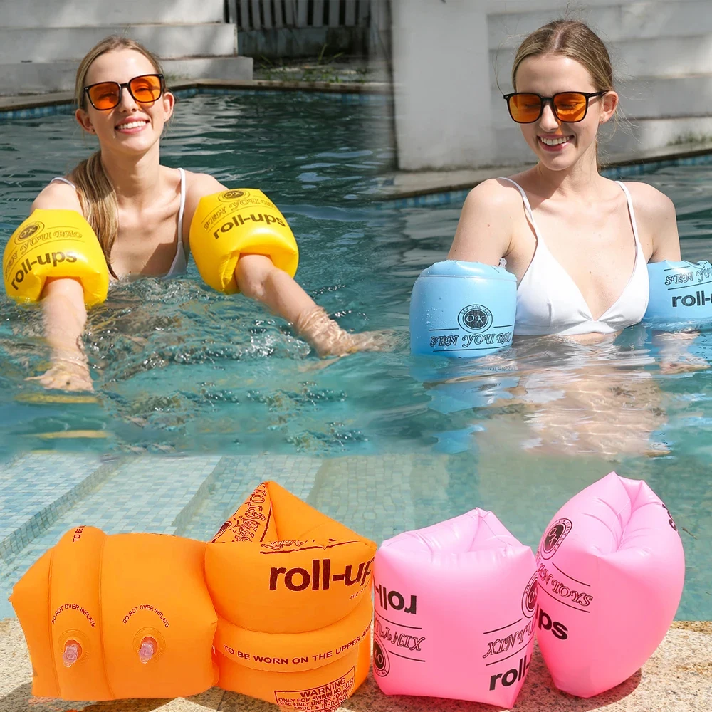 Inflatable Swimming Arm Rings Portable Floating Circle Arm Rings Buoyancy Swim Trainer Pool Buoy Armbands For Swim Pool Floaters