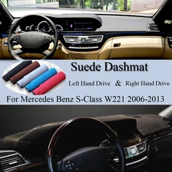 For Mercedes Benz S-Class W221 2006-2013 S320 S400 S500 S600 Suede Leather Dashmat Dash Mat Cover Dashboard Pad Carpet Accessory