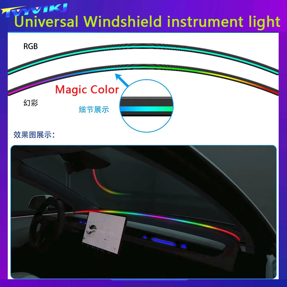 LED Car Inner Ambient Light For Ford F-150 Raptor 2004-2013 Front Vent Inlet Magic Color Windshield instrument  Ambient Lamp