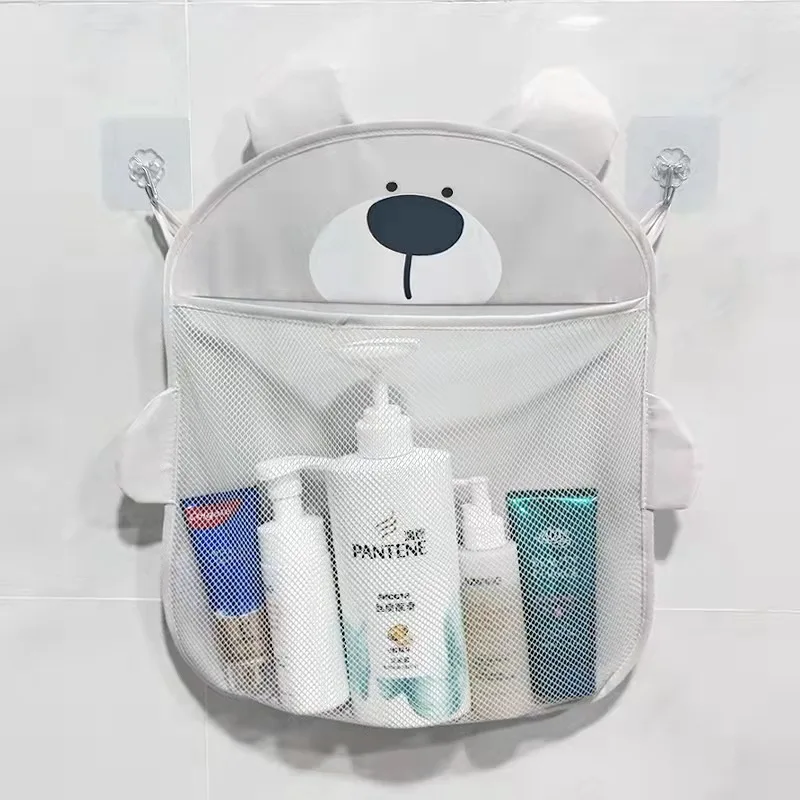 Cartoon Animals Shaped Cloth Sand s Storage Net Bags Bathroom Mesh Bag Sucker Organizers for Bath s Basket Grey Cartoon Blue Cat