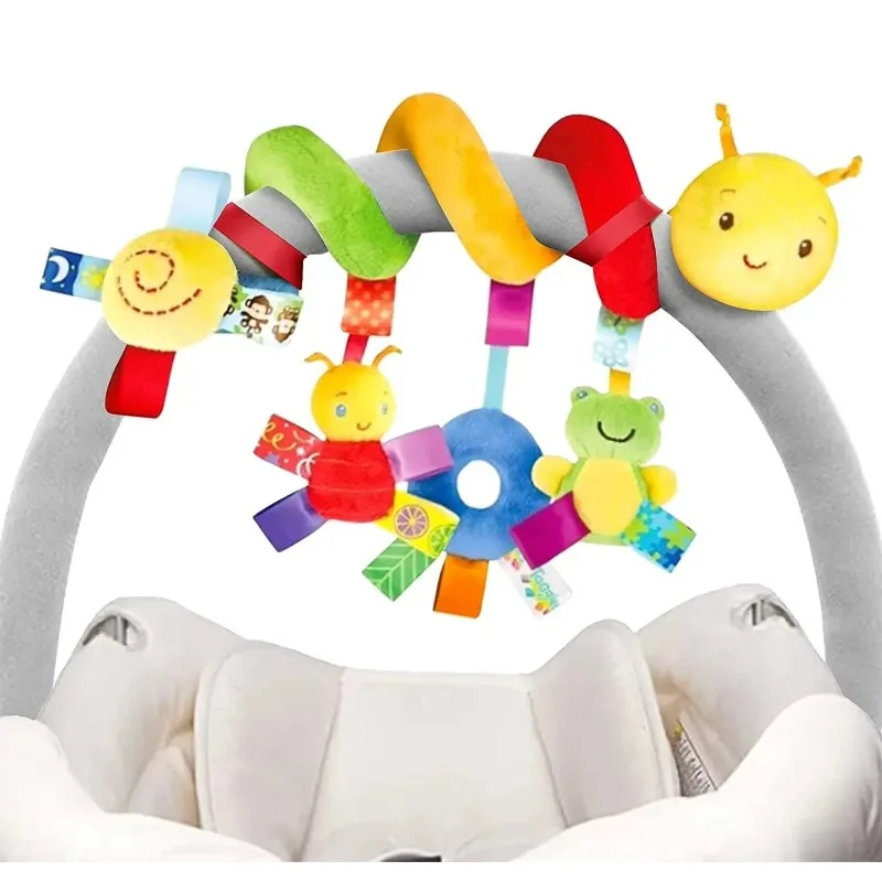 Adorable cuna de felpa, juguetes colgantes de animales divertidos y móviles con sonajeros para asiento/cochecito de coche (niño y niña) - 0-12 meses seguros