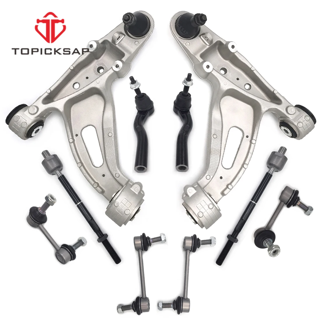 TOPICKSAP 10Pcs Front Lower Control Arm Tie Rod End Rear Stabilizer Sway Bar Assembly Kit for Cadillac CTS 2003-2005 2006 2007
