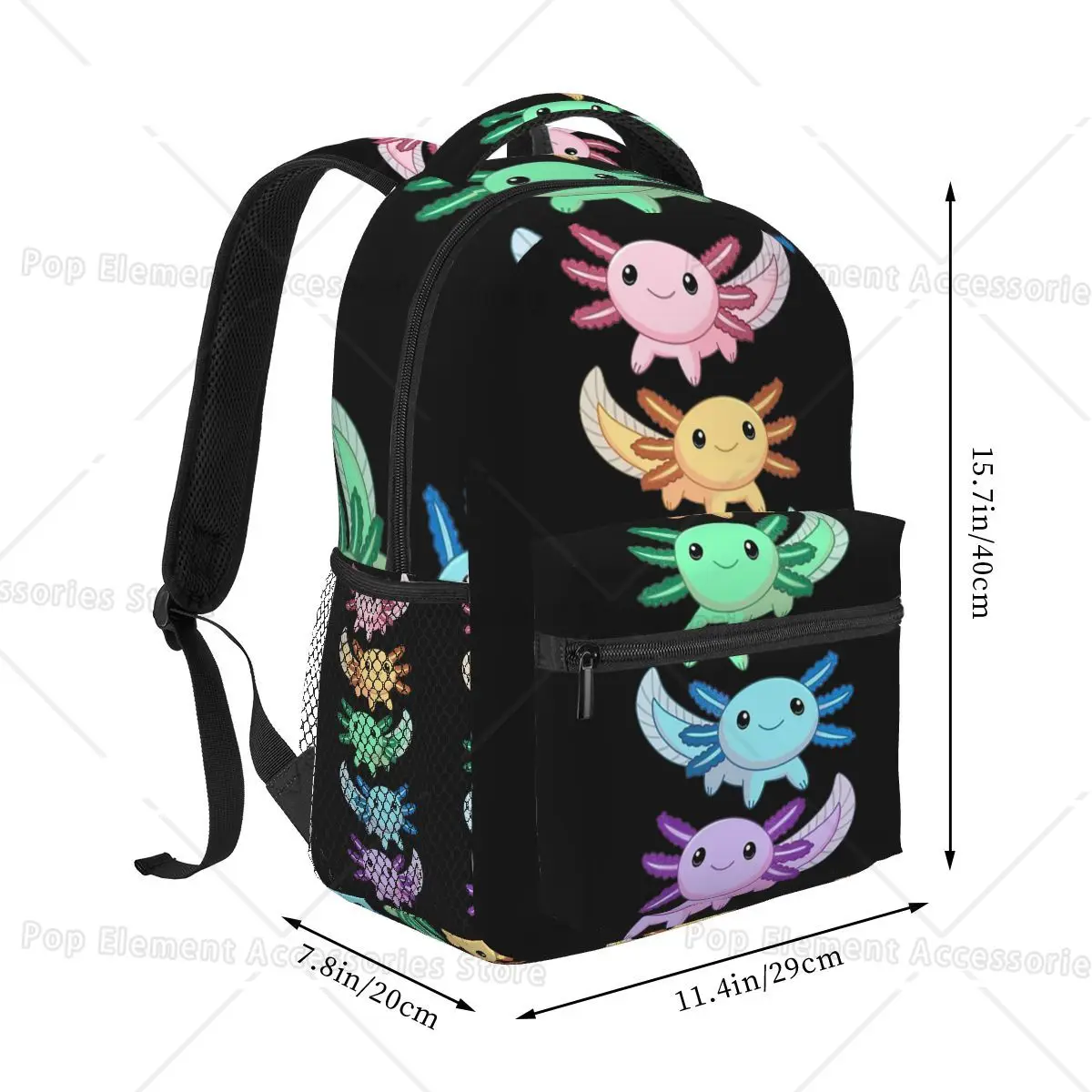 Rainbow Axolotl Backpacks Boys Girls Bookbag Children School Bags Cartoon Travel Rucksack Shoulder Bag Large Capacity