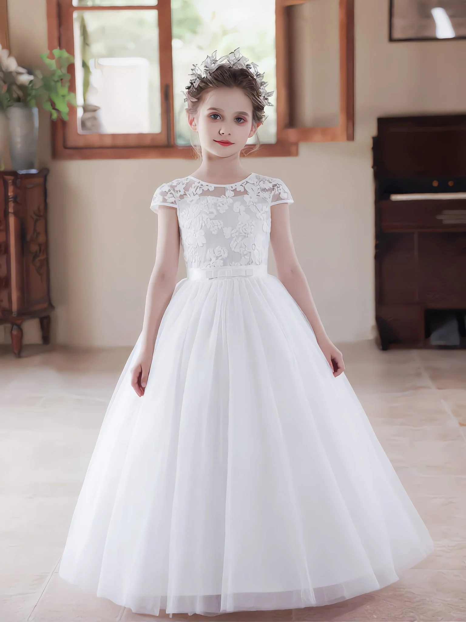 princess-style-lace-girl's-dress-white-performance-gown-children's-fashion-show-outfit-summer-performance-costume-for-little