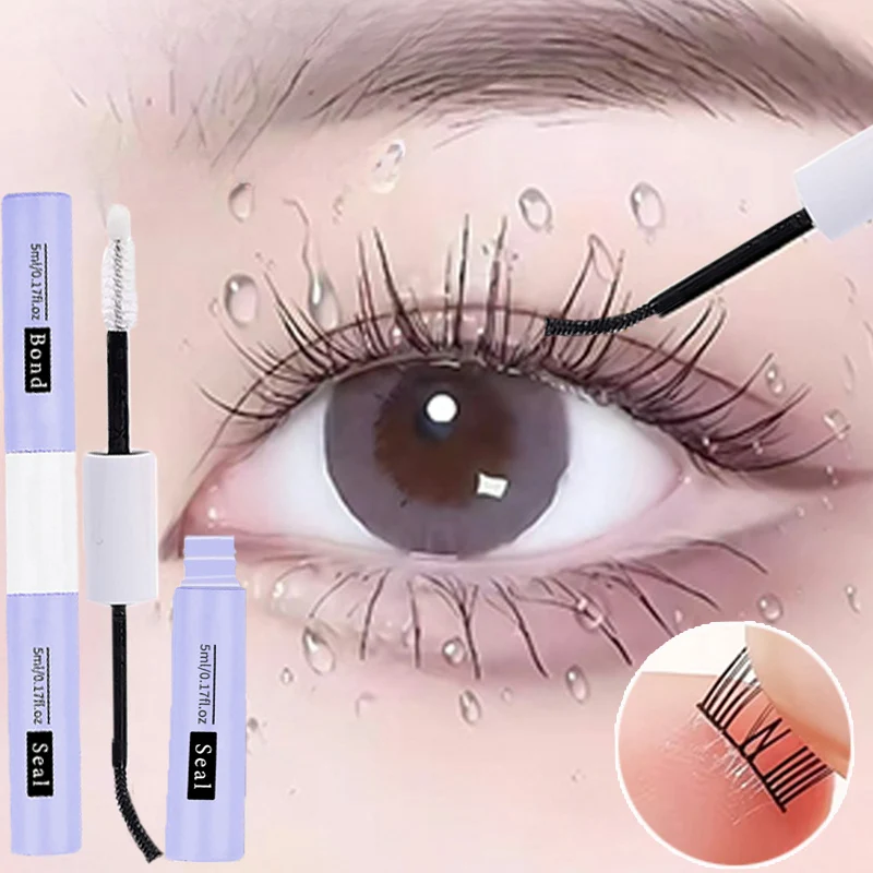 Mascara per colla per ciglia a doppia estremità tenuta duratura impermeabile non irritante colla per ciglia invisibile estensione ciglia strumenti cosmetici