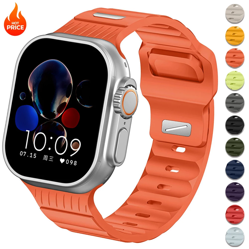 Silikonarmband für Apple Watch Band 44mm 49mm 45mm 42mm 46mm Sportarmband Correa für iWatch Series 11 9 8 7 6 Ultra 3 2