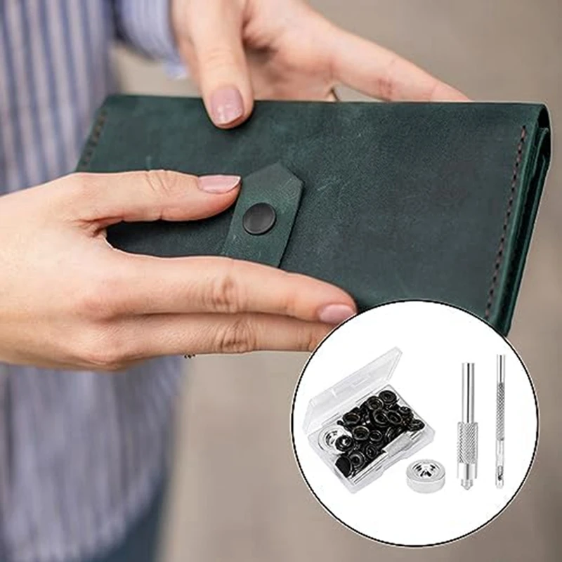 43 Piece Metal Garment Snaps With 3 Piece Snap Fixing Tools For Garment Bags, Jackets, Craft Making Supplies