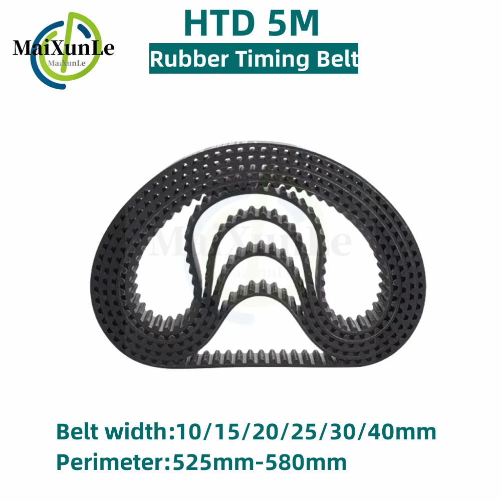 

HTD 5M Rubber timing belt length 525/530/535/540/545/550/555/560/565/570/575/580mm Width 10-40mm