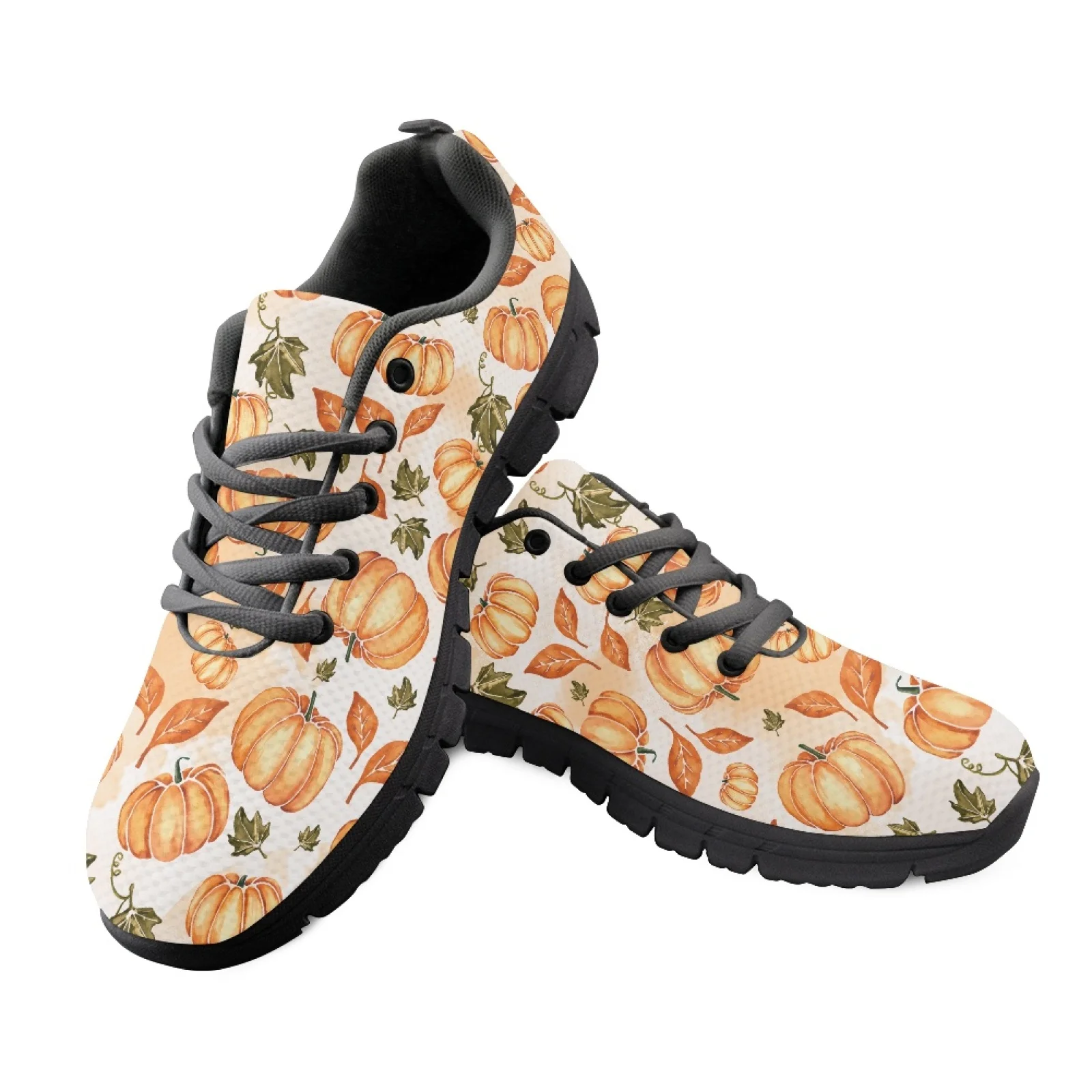 Coloranimal Pumpkin Mens Easy to Clean Work Shoes for Medical Staff Leisure Womens Athletic Walking Sneakers for Travel