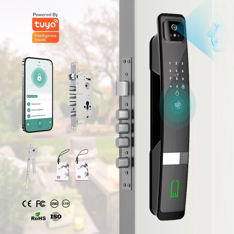 3D Face Recognition Smart Door Lock With Camera Tuya Intelligent Fingerprint Lock Biometric Electronic Smart Lock