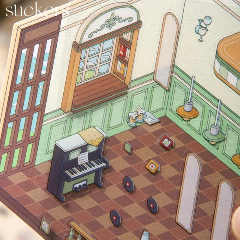 Cartoon Miniature Scene 3D Stickers Large DIY Accessories Landscaping Stickers Decorative Multi Scene Landscape Notebook Sticker