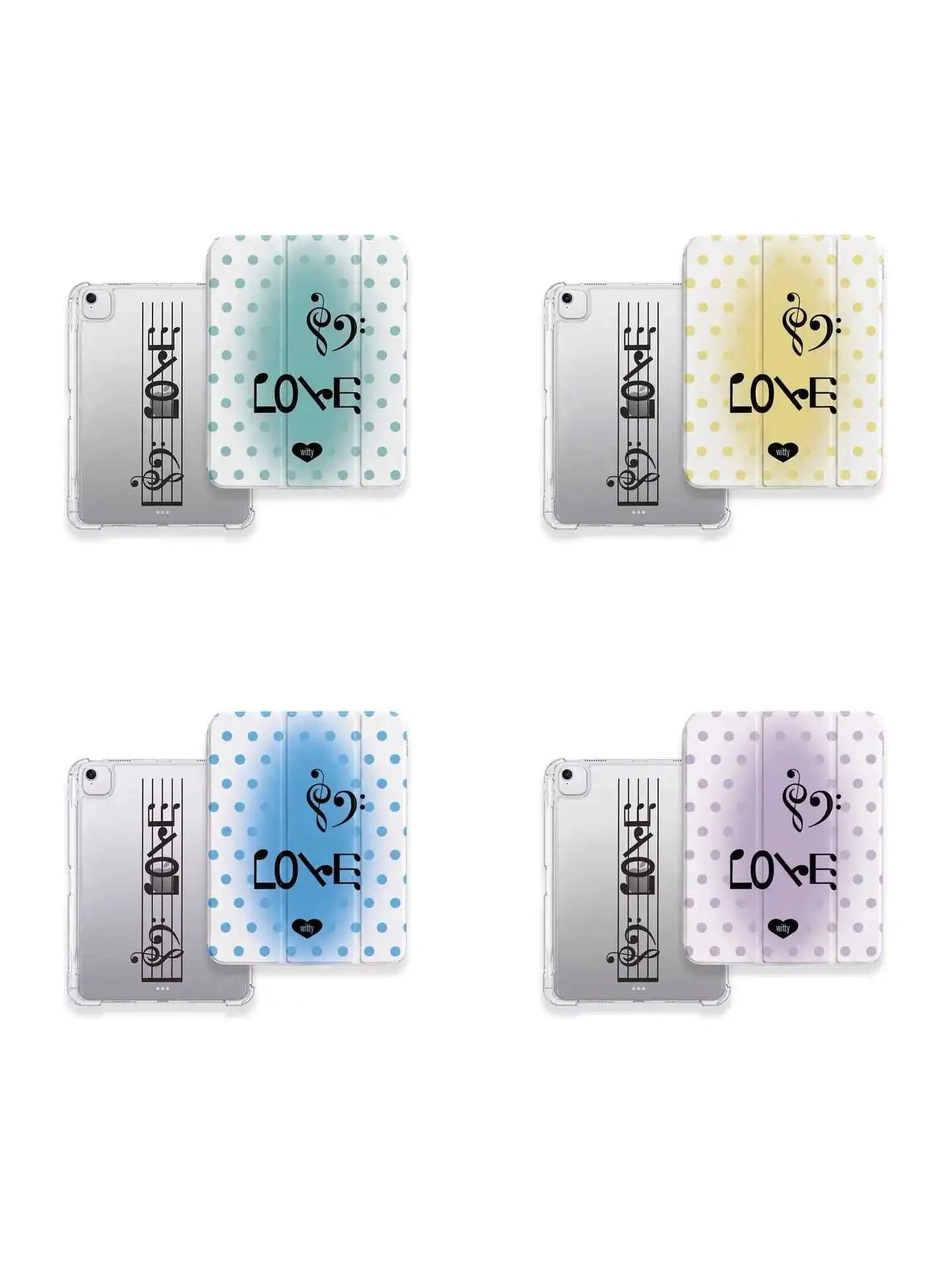 Korean Note Love Polka Dot Gradient  Case For Samsung Tab S8 S9 S11 FE S6 Lite Tablet Case 10S11/ S8+/ S6 Lite/ A78 English Case
