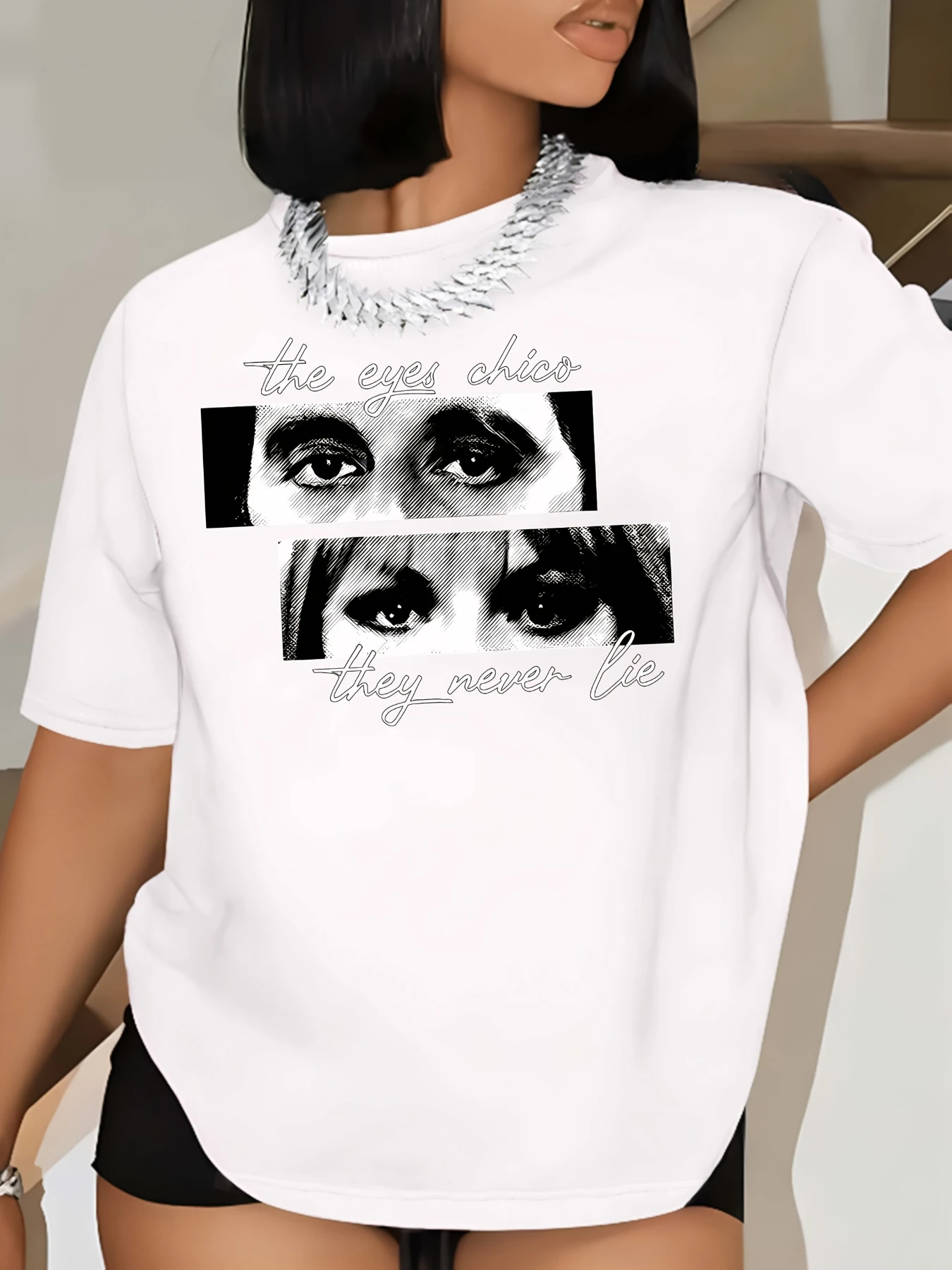 

The Eyes Never Lie - A Printed T-Shirt with A Portrait Pattern for Women'S Casual Short Sleeves in Spring and Summer.