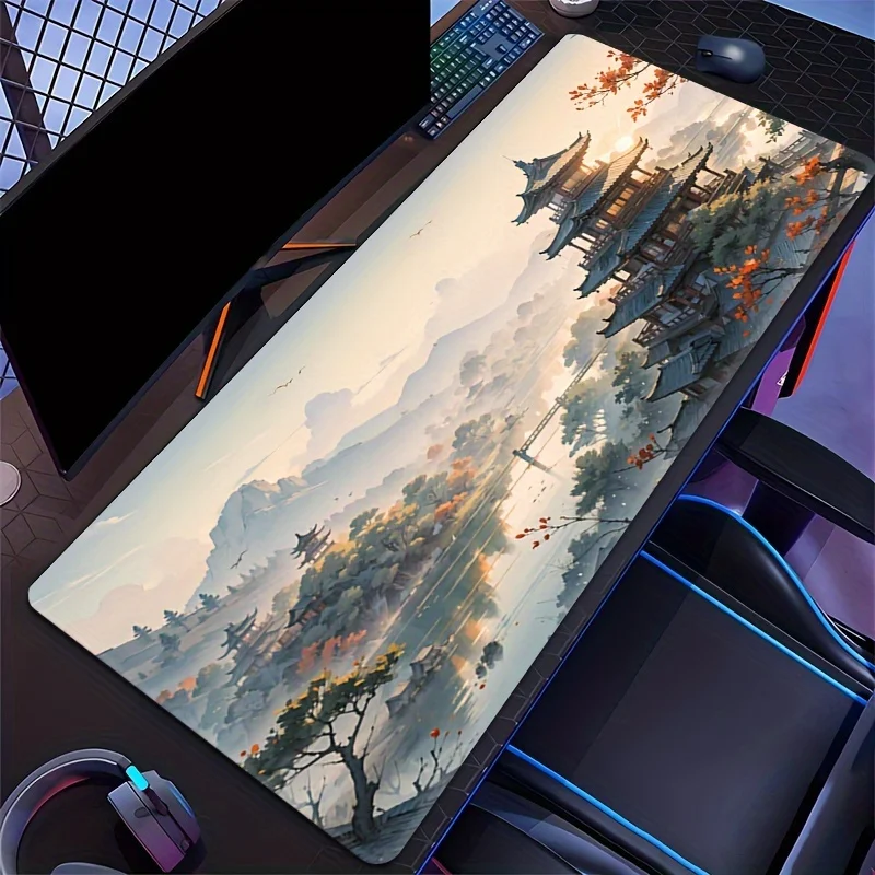 

Large Gaming Mouse Pad, Pavilion Landscape Design - Waterproof and Non-slip Rubber Desk Mat, Suitable for Office and Home Use