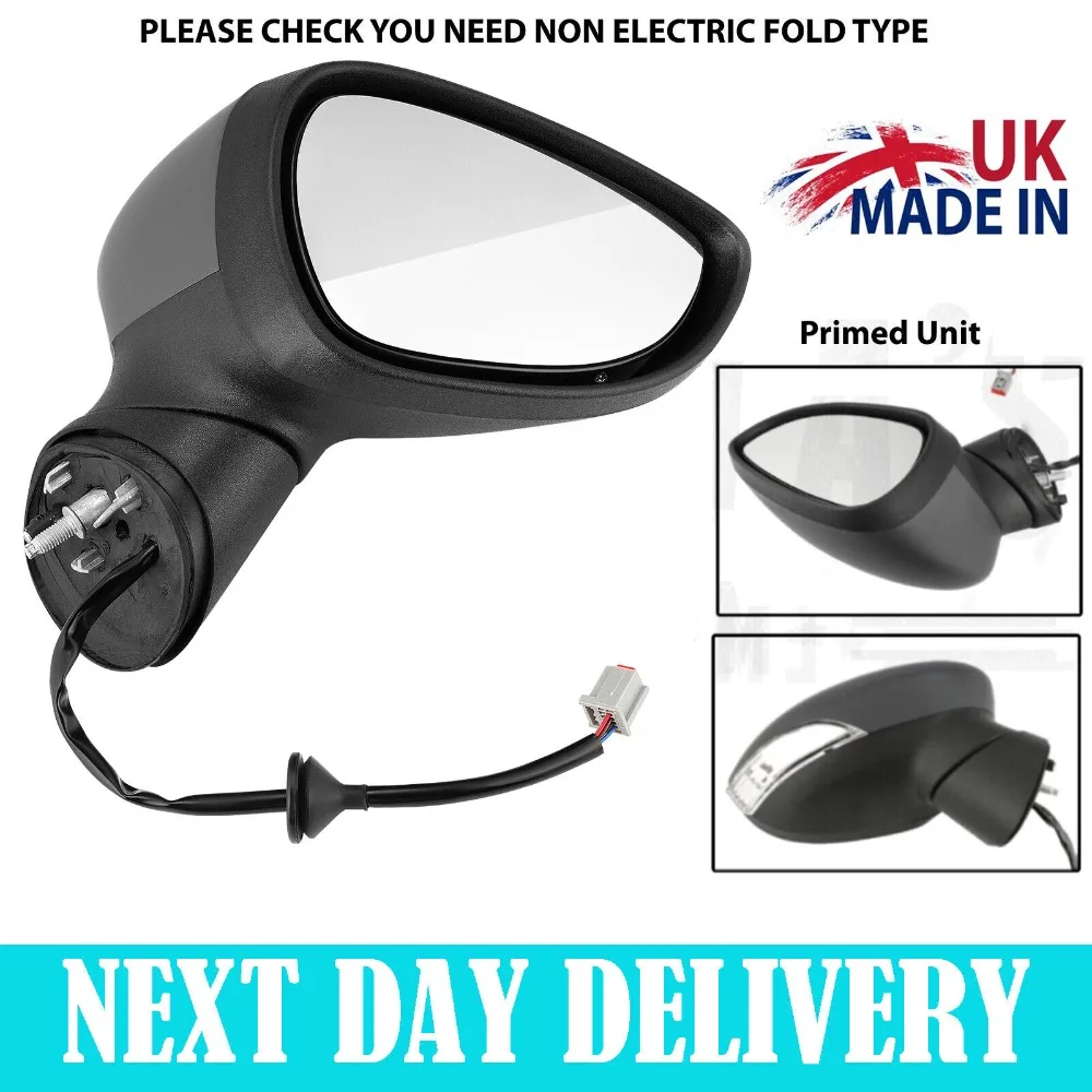 Ford Fiesta Mk7 2008-2012 Electric Door Wing Mirror Primed Drivers Side Right