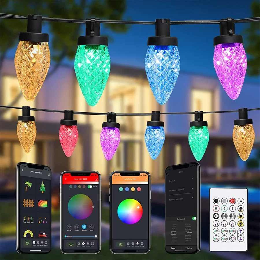 Imagem -03 - Smart c9 Strawberry Led String Light Luz de Fada ao ar Livre Aplicativo Bluetooth Guirlanda para Jardim Decoração do Pátio Natal