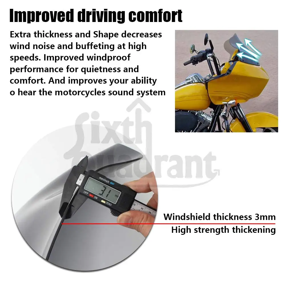 For Harley Road Glide CVO/SE FLTR/I FLTRX 1998-2013 Motorcycle 12.5" Wind Deflector Cowling Windscreen Front Fairing Windshield view 4
