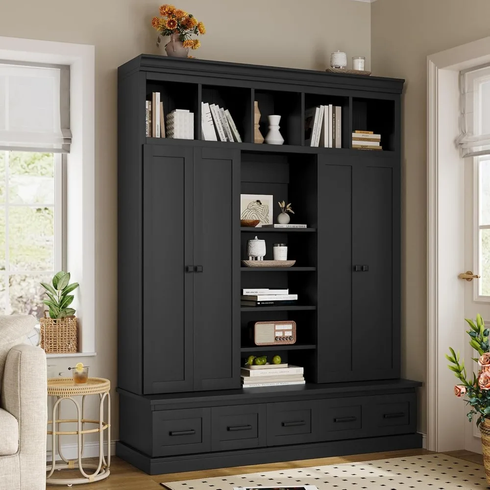 

Tree with Bench - Entryway Storage Organizer Adjustable Shelves for Hallway, Living Room & Mudroom