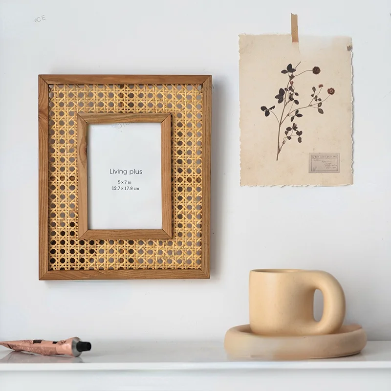 Marco de fotos de pared rectangular, creativa japonesa de escritorio, cuadro de mesa, adornos hechos a mano, ED50XK