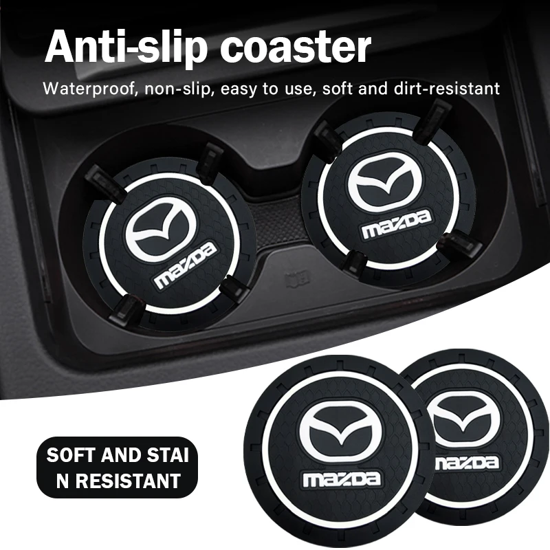 For Mazda 3 5 CX-3 CX-4 CX-5 CX-7 CX-9 Axela 6 RX8 7 MX3 MX5 Car Anti Slip Coaster Anti-noise Water Cup Pad Cushion Car Styling